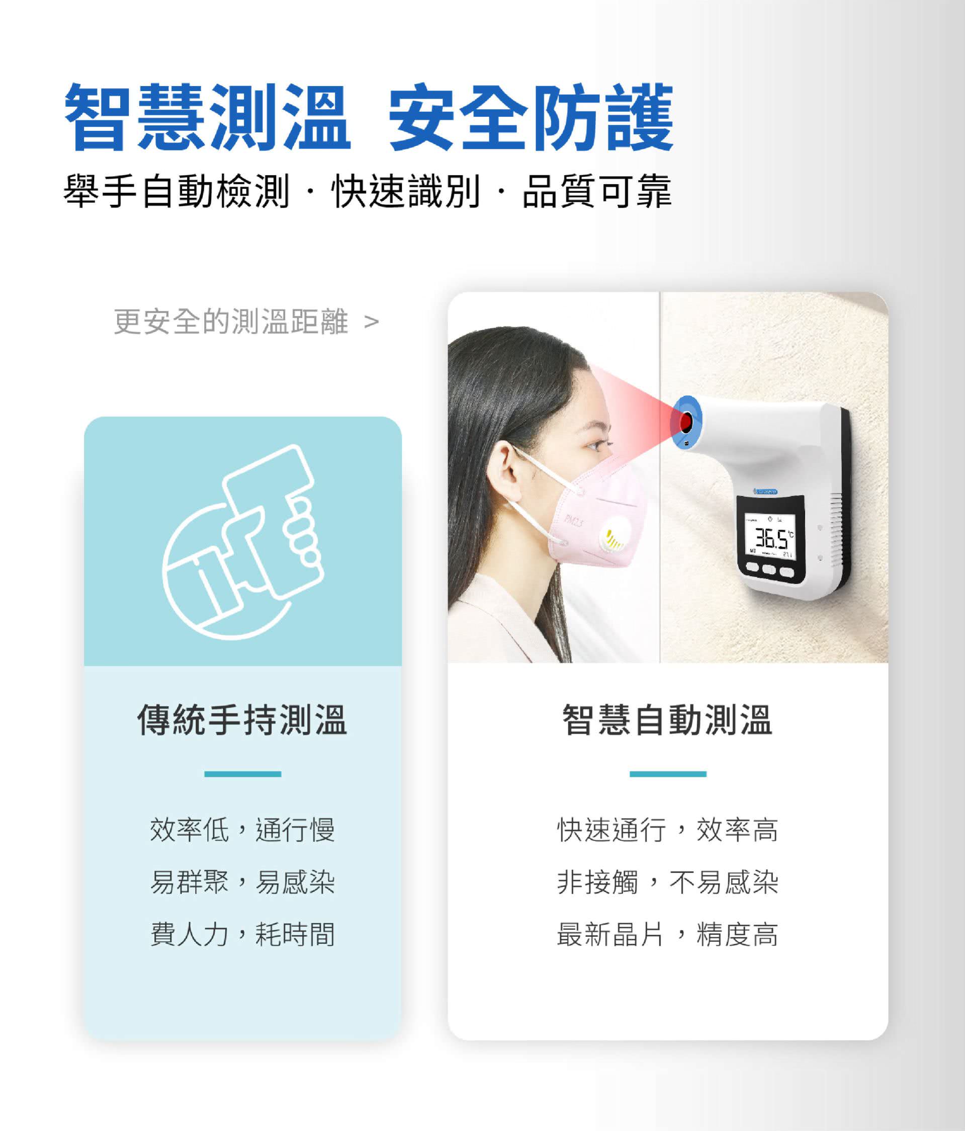 BE-4302安心量智能测温，安全防护。举手自动检测，快速识别，品质可靠。